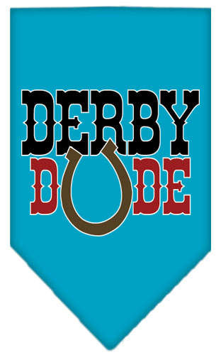Derby Dude Screen Print Bandana Turquoise Small